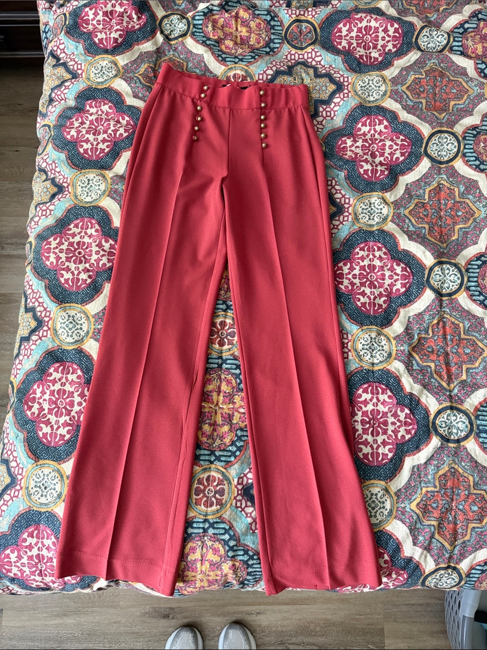 EUC Anthropologie Palazzo Pants Wide Leg Trousers Brick Red S